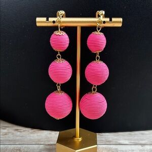 Elegant Pink Drop Clip On Earrings